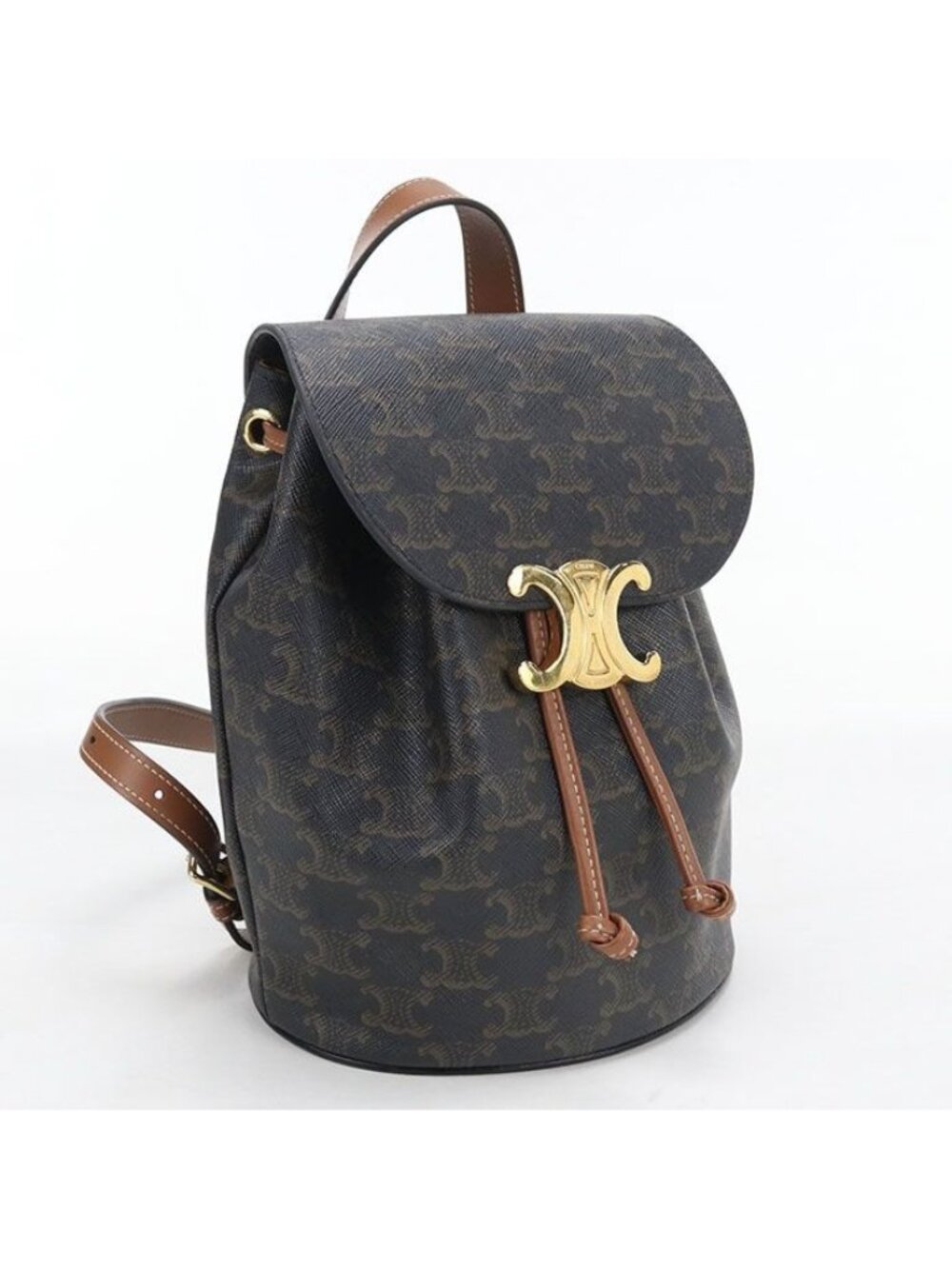 Celine Bonnie Triomphe Canvas Backpack Leather